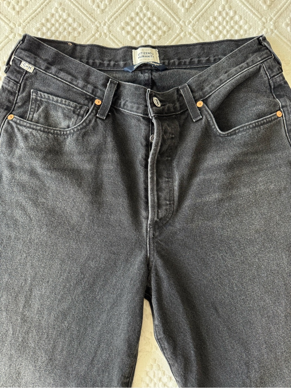 Citizen of Humanity Elle V-Front Black Jeans Nightfall Button Fly size 30 - Picture 8 of 13